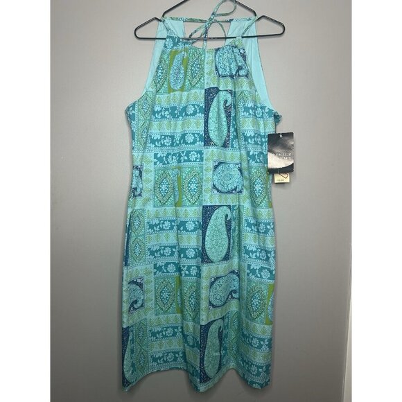 NWT Spenser Jeremy Size 14 Cotton Patchwork Paisley Floral Tropical Halter Dress - Picture 1 of 9